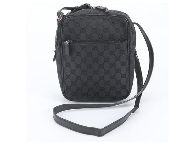 Borsa a tracolla Gucci GG Canvas Leather Nero