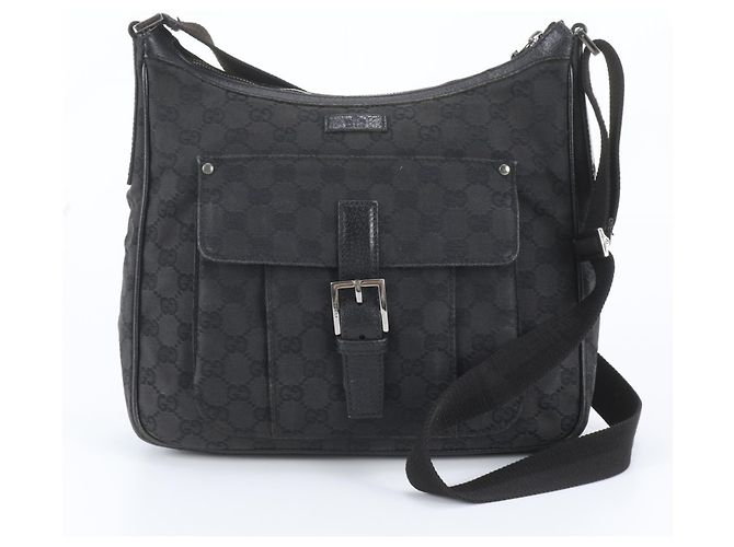 Borsa a tracolla Gucci GG Canvas Leather Nero