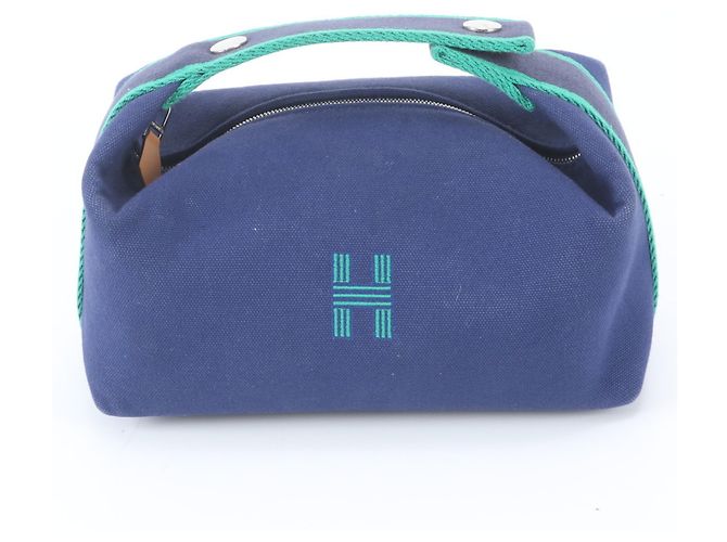 Hermès Hermes Bride à Black PM Leather Handbag Tote Bag Pouch Accessory Case Blue Navy blue