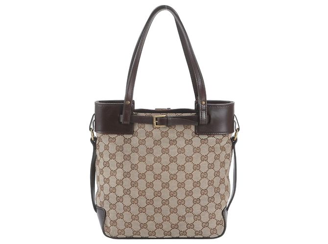 Saco Tote Gucci GG Canvas em couro Marrom