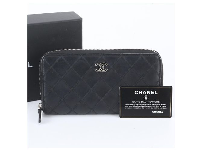 Chanel Wild Stitch Leather Long Wallet Black