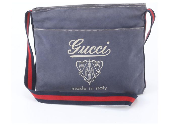Borsa a tracolla in pelle Gucci Crest Blu navy