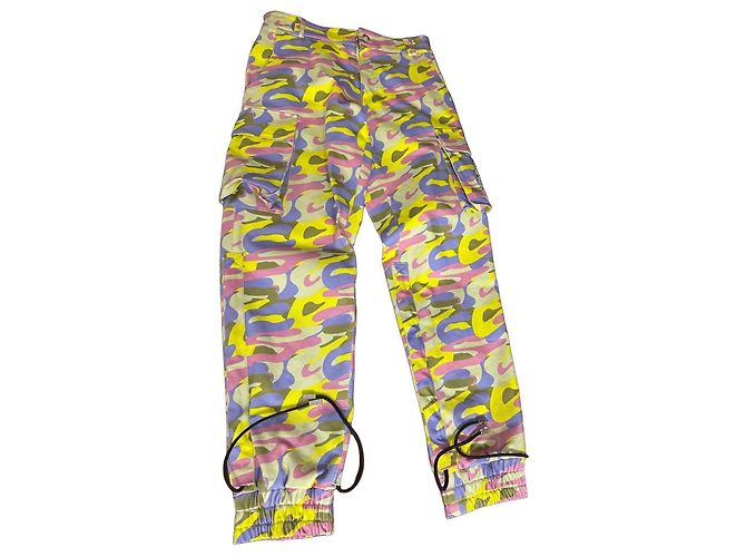 GCDS Multicolour Camouflage Cargo Pants Pink Multiple colors Beige Green Purple Yellow