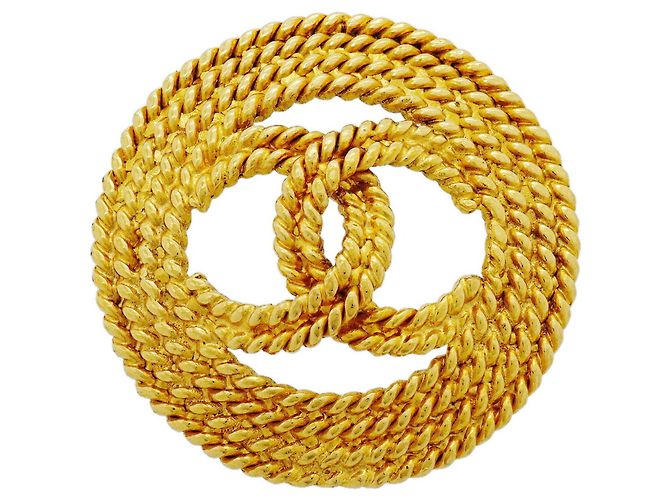 Broche Chanel plaquée or - Coco Mark Circle Doré