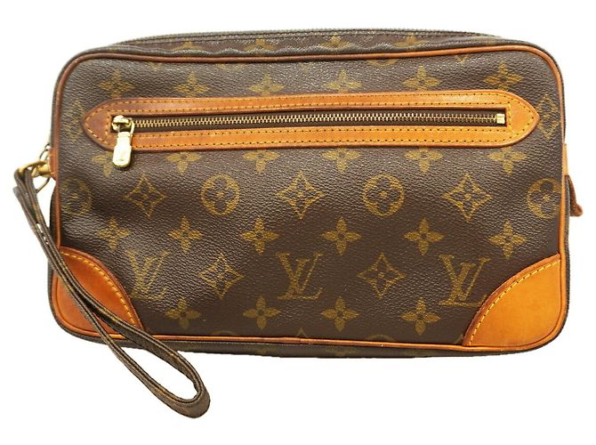 Sac Pochette Louis Vuitton Monogram Marly Dragonne GM Marron