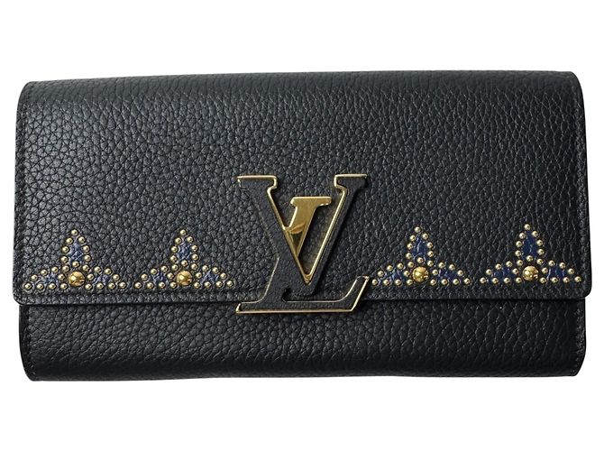 Louis Vuitton Portefeuille Capucines Studded Long Wallet Black