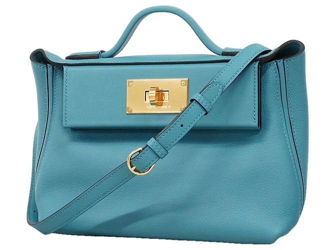 Hermès Hermes 24 Mini Evercolor Swift Handtasche Blau