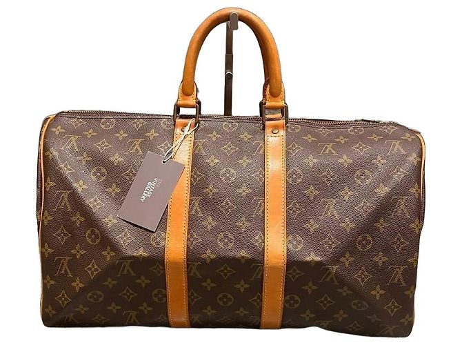 Louis Vuitton Keepall 45 Monogram Canvas Travel Bag Brown