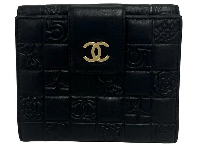 Chanel Icon Coco Mark Lambskin Bi-fold Wallet Black