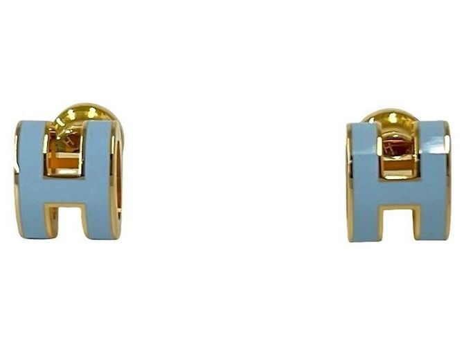 Hermès Orecchini Hermes Mini Pop H Blu D'oro