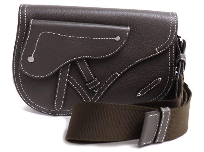 Borsa a tracolla Saddle Christian Dior in Brown/Gray Marrone