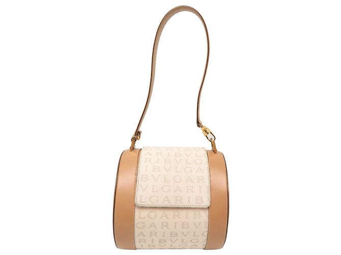 Bulgari Bolsa Bvlgari B.zero1 Logomania em Bege