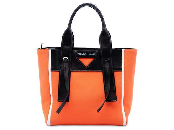 Bolsa Satchel Prada Orange Canvas Ouverture