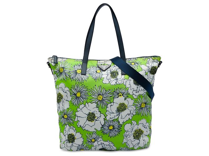 Bolsa Satchel Prada em Tessuto Stampato Verde Verde claro