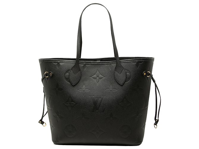Louis Vuitton Black Monogram Giant Empreinte Neverfull MM Nero