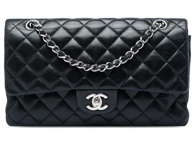 Chanel Black Medium Classic Lambskin Double Flap Noir