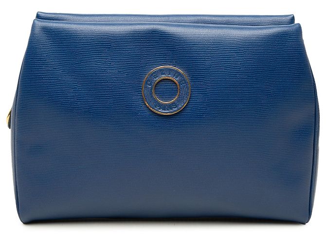 Céline Celine Blue Lizard Embossed Leather Clutch