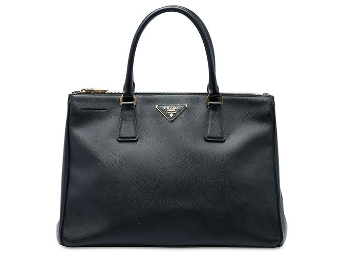 Borsa Prada Galleria Double Zip in pelle Saffiano nera, dimensione Medium Nero