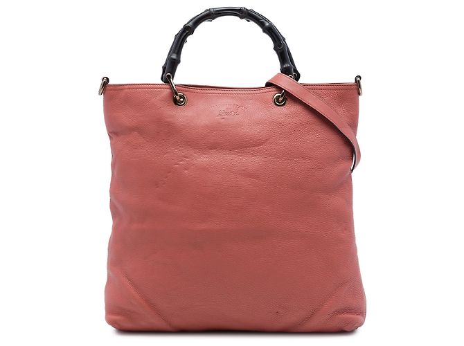 Bamboo Bolso Shopper Gucci de piel de becerro rosa con bambú