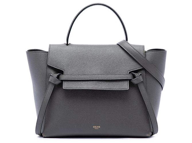 Belt Bag Céline Bolsa de cintura Celine em couro de bezerro micro grão cinza Marrom