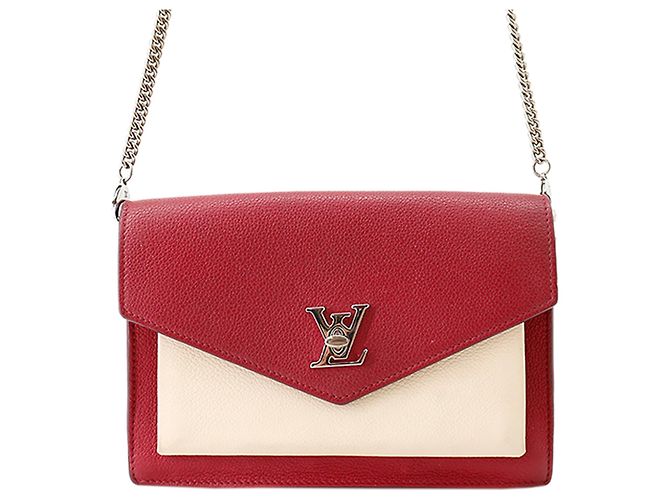 Twist Louis Vuitton Red Bicolor Leather MyLockMe Chain Pochette Rouge