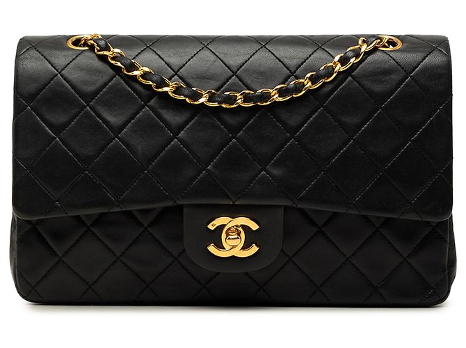 Chanel Black Medium Classic Lambskin Double Flap Noir