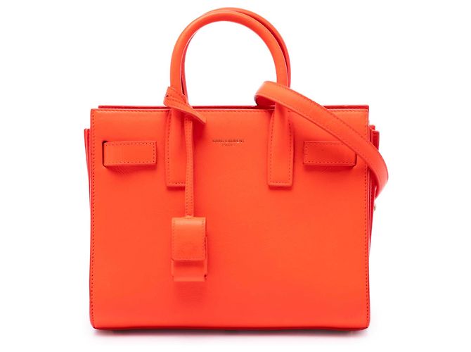 Autre Marque Saint Laurent Orange Nano Leather Sac De Jour Satchel Rouge
