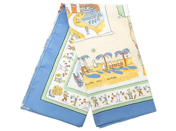 Foulard in seta Hermès Blue Retour A La Terre 90 Blu chiaro