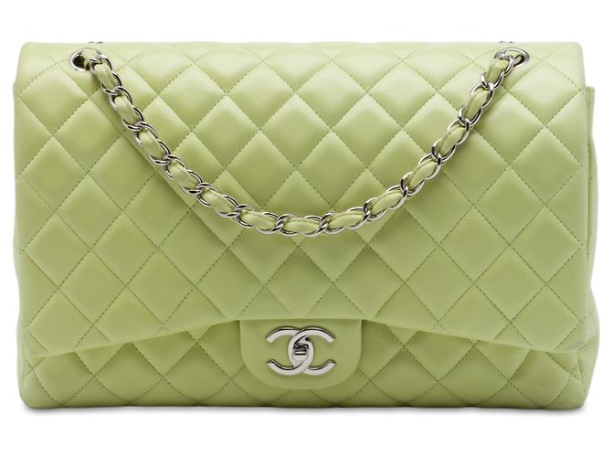 Chanel Green Maxi Classic Lambskin Double Flap Vert