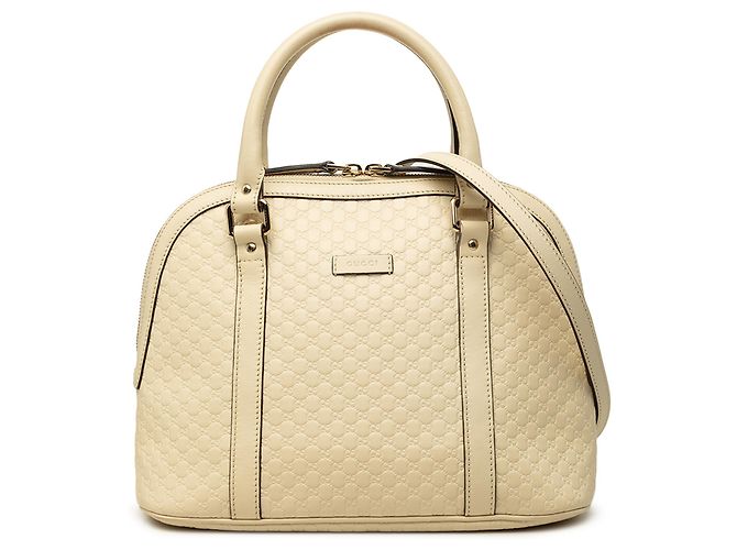 Bolsa Dome Satchel Gucci White Medium Microguccissima Branco