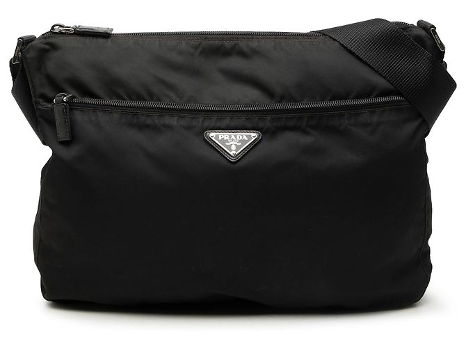 Borsa a tracolla Prada in Tessuto nero con zip