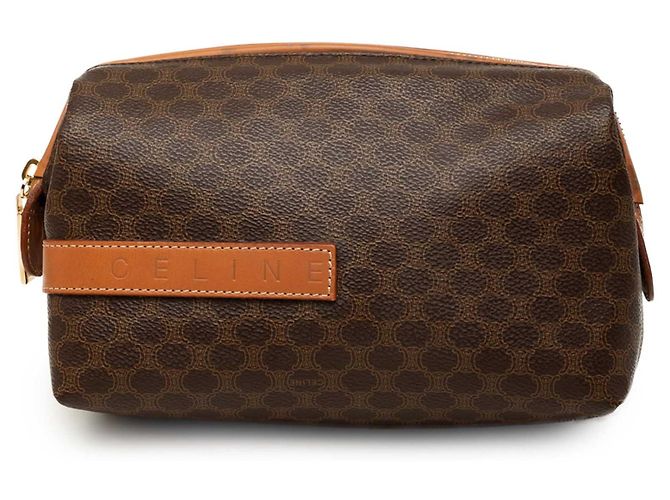 Céline Necessaire Celine Brown Macadam Coated Canvas Marrone
