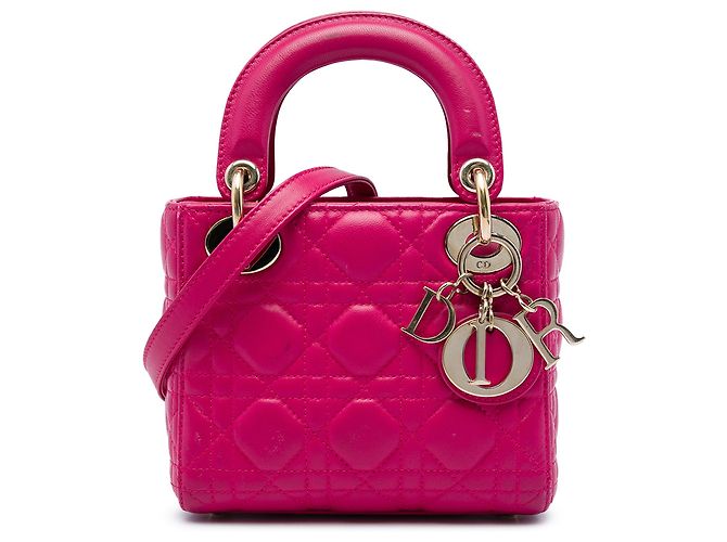 Dior Pink Mini Lambskin Cannage Lady Dior Rose