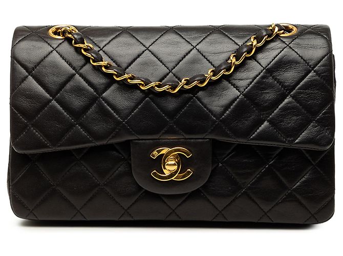 Chanel Black Small Classic Lambskin Double Flap Noir