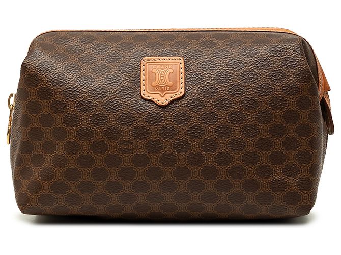 Céline Pouch Celine Brown Macadam Coated Canvas Marrone