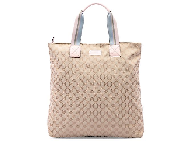 Gucci Beige GG Canvas Web Vertical Tote