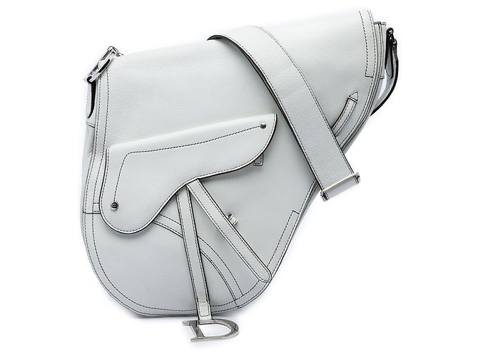 Autre Marque Bolsa Baudrier Saddle Dior em couro branco