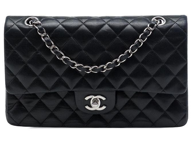 Chanel Black Medium Classic Lambskin Double Flap Noir