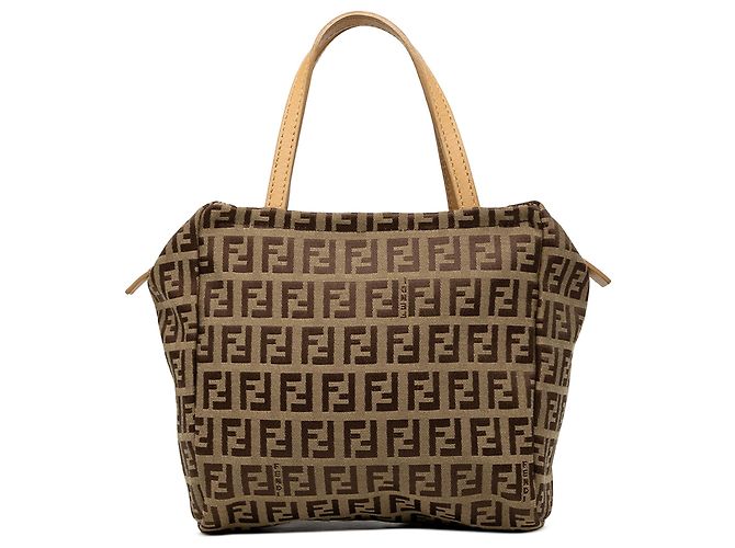 Fendi Mini Zucchino Canvas Handtasche Beige