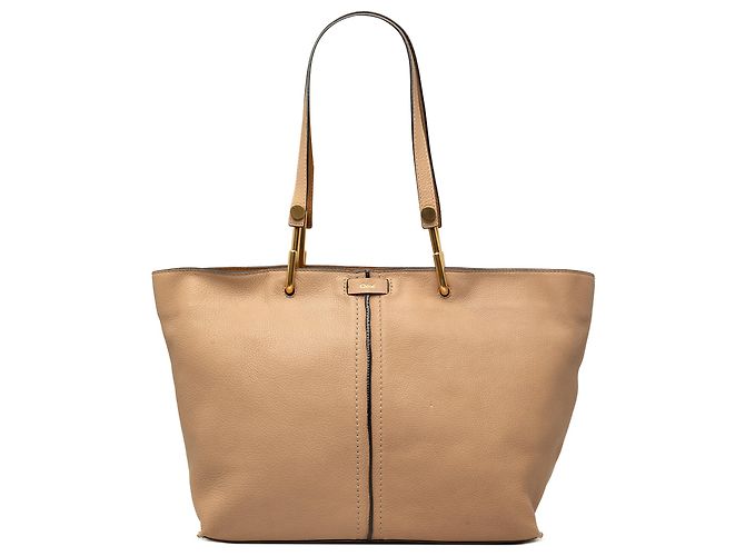 mala Tote Keri Chloé em pele de vitela granulada Beige Bege