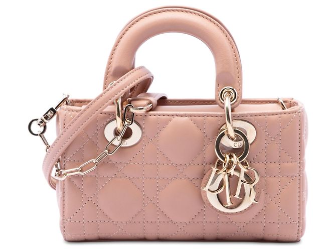Autre Marque Dior Pink Micro Lambskin Cannage Lady D Joy Rosa