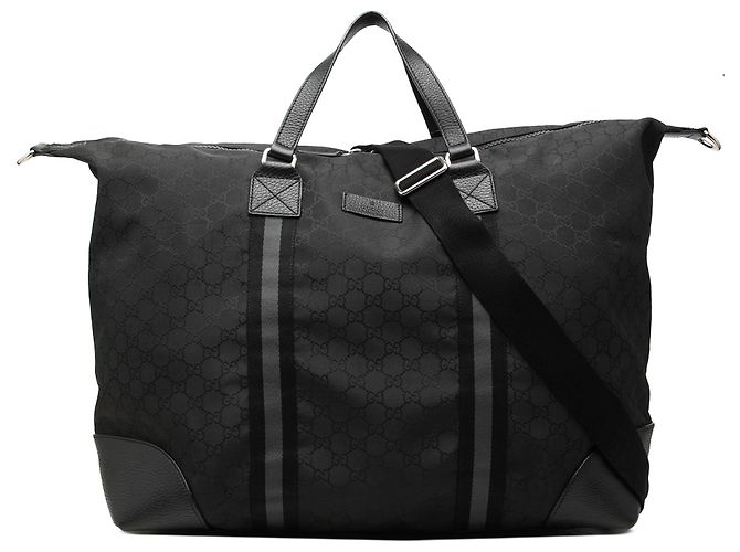 Borsa Duffle Gucci Black XL GG Nylon Web Nero