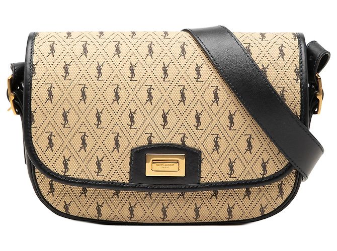 Autre Marque Saint Laurent Beige Medium Canvas Monogram All Over Crossbody Bege