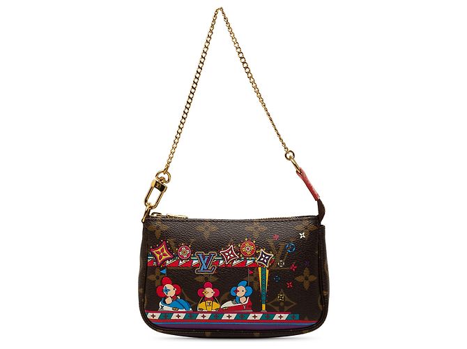 Louis Vuitton Brown Monogram Vivienne Christmas Mini Pochette Accessoires Marrone