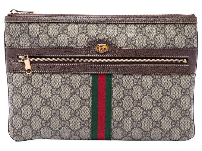 Clutch Gucci Beige GG Supreme Web Ophidia