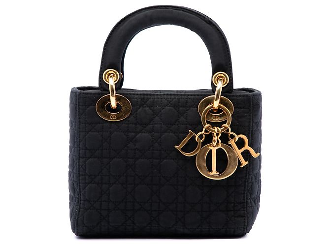 Autre Marque Dior Black Mini Nylon Microcannage Lady Dior Noir