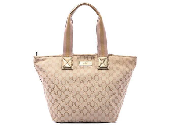 Gucci Beige GG Canvas Web Tote