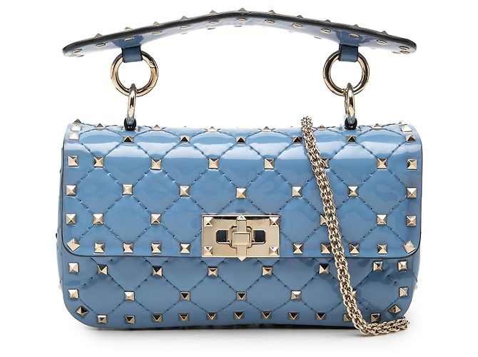 Bolsa Valentino Blue Small Patent Rockstud Spike Azul Azul claro