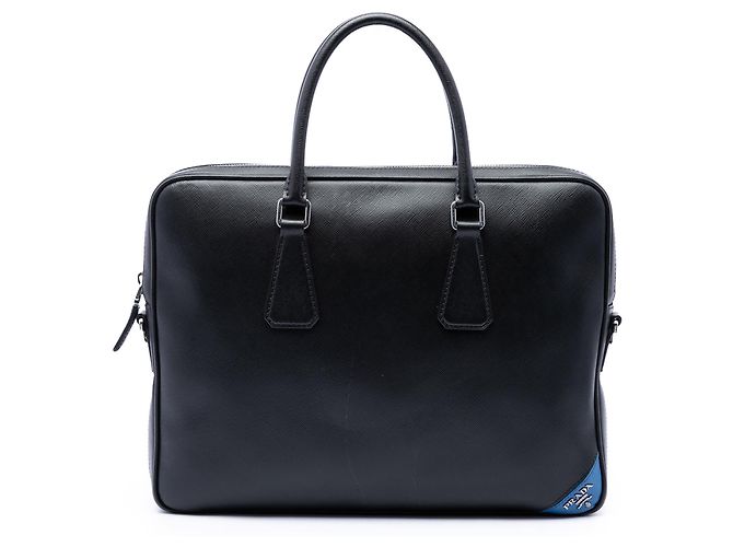 Mala de Negócios Prada em Saffiano Preta Preto
