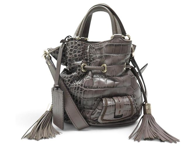 LANCEL PREMIER FLIRT PM A04652 HANDBAG CROC-EFFECT LEATHER GREY SHOULDER STRAP